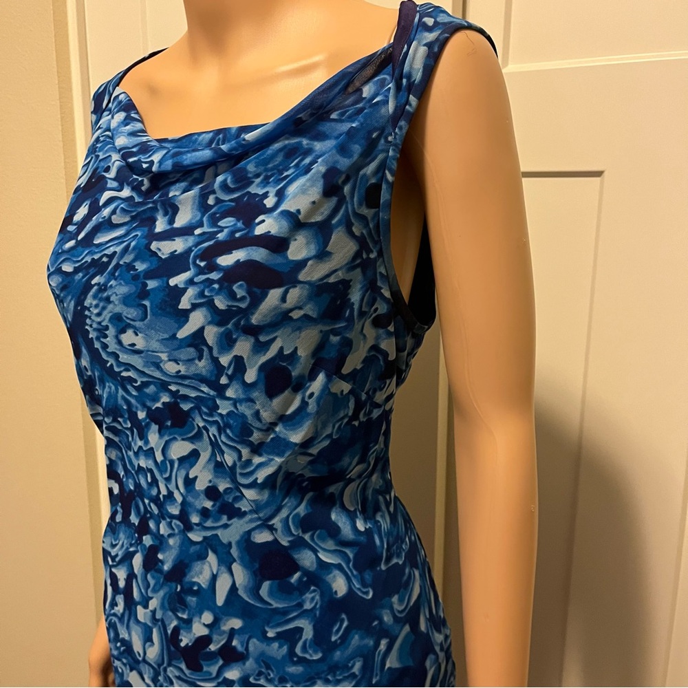 Evan Picone Ocean Blue Abstract Midi Dress - Picture 4 of 8